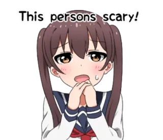 😥 This persons scary! anime, asustada, chica, dibujos animados, uniforme escolar telegram sticker
