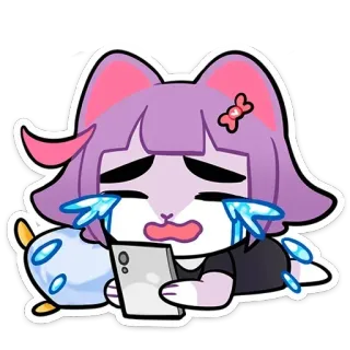 😭 mèo, buồn, khóc, anime, kawaii, điện thoại, nhãn dán whatsapp sticker