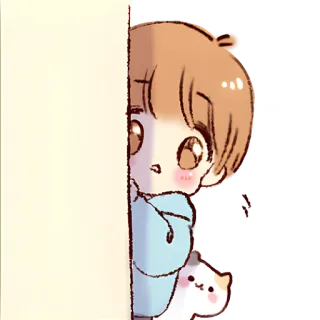 😳 dễ thương, bé trai, anime, mèo, nhìn trộm, hoạt hình whatsapp sticker