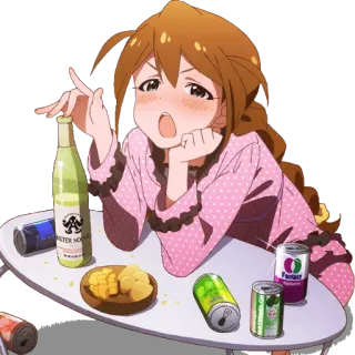 😠 Monster Mousse anime, woman, drinks, party, night telegram sticker