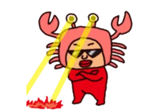 😐 krab, kreskówka, okulary przeciwsłoneczne, czerwony, postać telegram sticker
