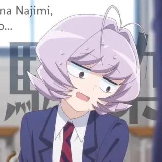 💈 Najimi Osana Komi Can't Communicate Аниме, Манга, В шоке, В замешательстве, Персонаж, Фиолетовые волосы telegram sticker