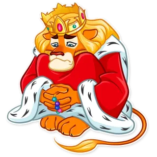 😞 лев, король, корона, грустный, мультфильм, животное telegram sticker
