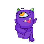 ❤️‍🔥 mostro, cartone animato, ciclope, viola, divertente, carino, monocolo, bizzarro telegram sticker