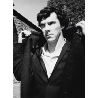 🧥 Sherlock Holmes Sherlock, Holmes, Benedict Cumberbatch, Detektiv, Ermittlung, Schwarzweiß telegram sticker
