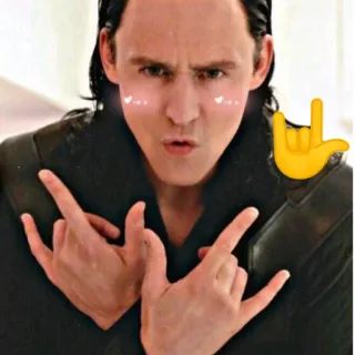 🤟 Loki Loki, Marvel, Tom Hiddleston, hand gesture, funny, emoji, horns telegram sticker