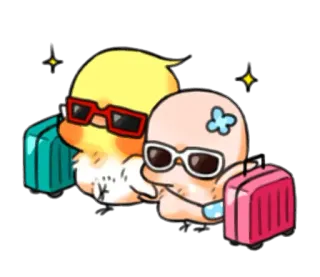 😎 oiseaux, cockatiel, lunettes de soleil, bagage, voyage telegram sticker