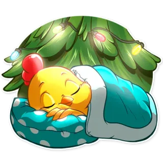 😴 ไก่, นอนหลับ, คริสต์มาส, วันหยุด, สัตว์, นก, น่ารัก telegram sticker