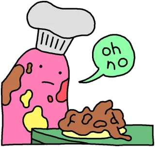 🍳 oh no chef, comida, lío, cocina, dibujos animados, desastre telegram sticker