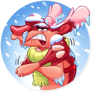 🥶 Hirsch, Winter, Kälte, Cartoon, Eisig, Schnee telegram sticker