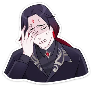 🤦 アニメ, 汗, 心配, キャラクター, 悲しい, 感情, 困り whatsapp sticker