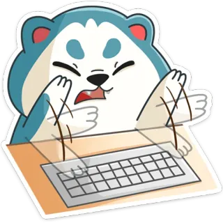 😡 hond, typen, dier, toetsenbord, computer, husky telegram sticker