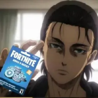 🤚 Eren Yeager Attack on Titan FORTNITE 2800 V-BUCKS Anime, Fortnite, V-Bucks, Tarjeta regalo, Eren Jaeger, Ataque a los Titanes telegram sticker