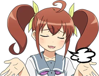 👐 Anime, Dziewczyna, Wzruszenie ramionami, Słodkie, Kucyki telegram sticker