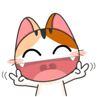 😄 gatto, cartone animato, simbolo di pace, carino, adesivo, animale telegram sticker