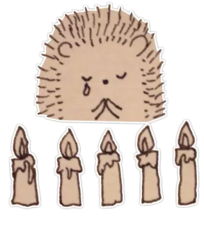 😢 hedgehog, crying, candles, sad, cartoon telegram sticker