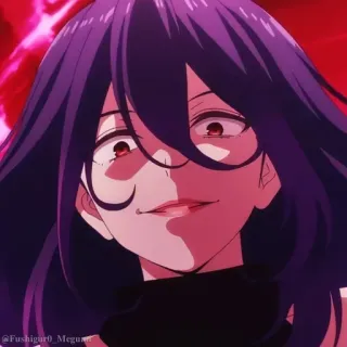 🤍 Anime, Frau, lila Haare, gruselig, überheblich telegram sticker