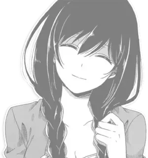 😊 ragazza anime, manga, sorriso, felice, trecce telegram sticker