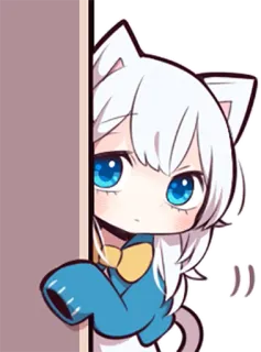 👀 Anime, Mangá, Garota gato, Kawaii, Fofo, Desenho animado, Chibi telegram sticker
