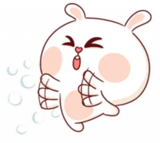 😆 Cartoon, Hase, Kaninchen, Süß, Kawaii, Schneeball, Winter, Schnee telegram sticker