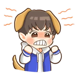 😬 zangado, desenho animado, chibi, orelhas de cachorro, chateado, anime telegram sticker