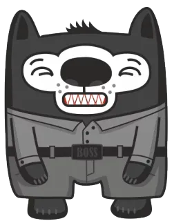 😁 BOSS lobo, chefe, desenho animado, animal, personagem, terno telegram sticker