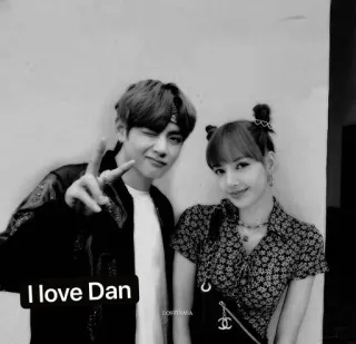 🌟 I love Dan K-pop, Para, Przyjaźń, Miłość, Czarno-białe telegram sticker