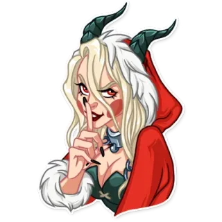 🙊 diavolo, cappuccio rosso, corna, bionda, fantasy whatsapp sticker