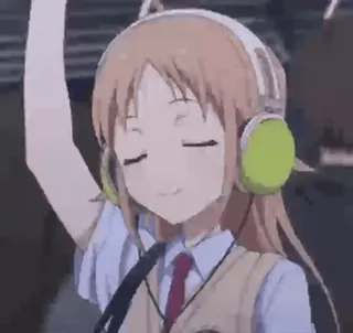 🎧 Anime, Mädchen, Kopfhörer, Schuluniform telegram sticker