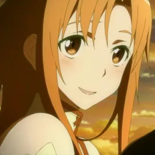 🥂 Asuna Yuuki Sword Art Online 애니메이션, 소녀, 만화, 초상화, 미소, 캐릭터 telegram sticker