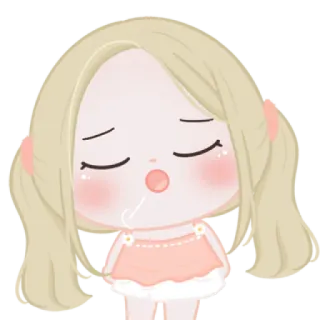 🍬 pegatina, dibujos animados, chica, linda, rubia, puchero telegram sticker