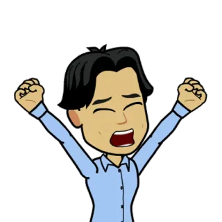 😪 Bitmoji, Dessin animé, Personne, Fête, Excité, Bras levés telegram sticker