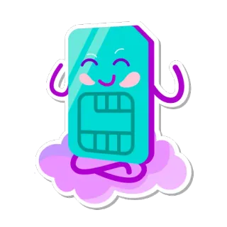 😊 kartu SIM, meditasi, kartun, kawaii, teknologi whatsapp sticker