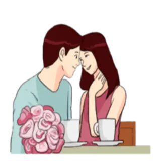 💑 casal, romance, amor, flores, encontro, carinho, desenho animado telegram sticker
