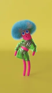 💃 personaggio, bambola, capelli blu, cartone animato, arte, animazione telegram sticker