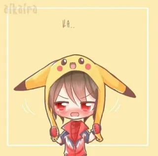 😖 KA.. Anime, Chibi, Pikachu, Sudadera con capucha telegram sticker