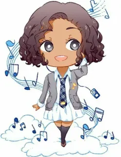 🎵 ちび, アニメ, 音楽, 制服, かわいい, 可愛い telegram sticker