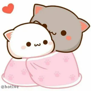 ❤ @hotlve cats, love, cute, adorable, cartoon, kawaii telegram sticker