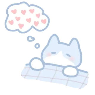 ☁️ chat, dormir, rêve, coeurs, mignon, dessin animé, animal, autocollant whatsapp sticker