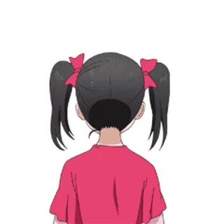 🤟 gadis, kuncir kuda, anime, anak, rambut kuncir dua, rambut, punggung whatsapp sticker