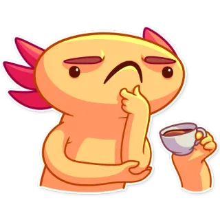 🤔 axolotl, salamandra, cartone animato, caffè, tè, carino telegram sticker
