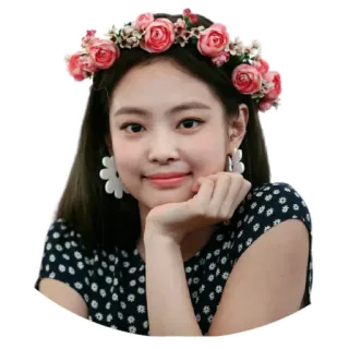 😊 Jennie Kim Kポップ, アイドル, 花冠, ポートレート, 女性, 歌手 telegram sticker