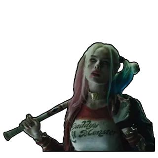 🙄 Harley Quinn Suicide Squad Daddy's Lil Monster Harley Quinn, DC Comics, Suicide Squad, Margot Robbie, baseball bat, villain, anti-hero telegram sticker