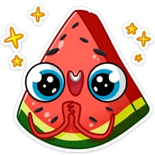🤩 anguria, kawaii, carino, cibo, frutta, emoji, adesivo whatsapp sticker