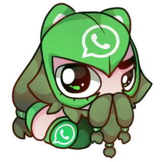😳 whatsapp, logo, carino, sticker, kawaii, verde telegram sticker