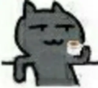 ☕ cat, drinking, cute, meme, grey, table telegram sticker