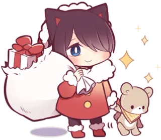 🎅 natale, regalo, orsacchiotto, anime, carino, inverno, babbo natale whatsapp sticker