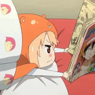 🍧 Umaru Doma Himouto! Umaru-chan anime, cartoon, umaru, reading, cute, kawaii telegram sticker