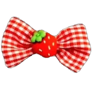 🫥 strawberry, bow, red, white, checkered, cute, fruit, decoration telegram sticker