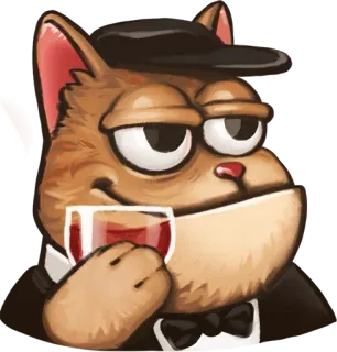 🍷 แมว, ไวน์, ดื่ม, สัตว์, การ์ตูน telegram sticker